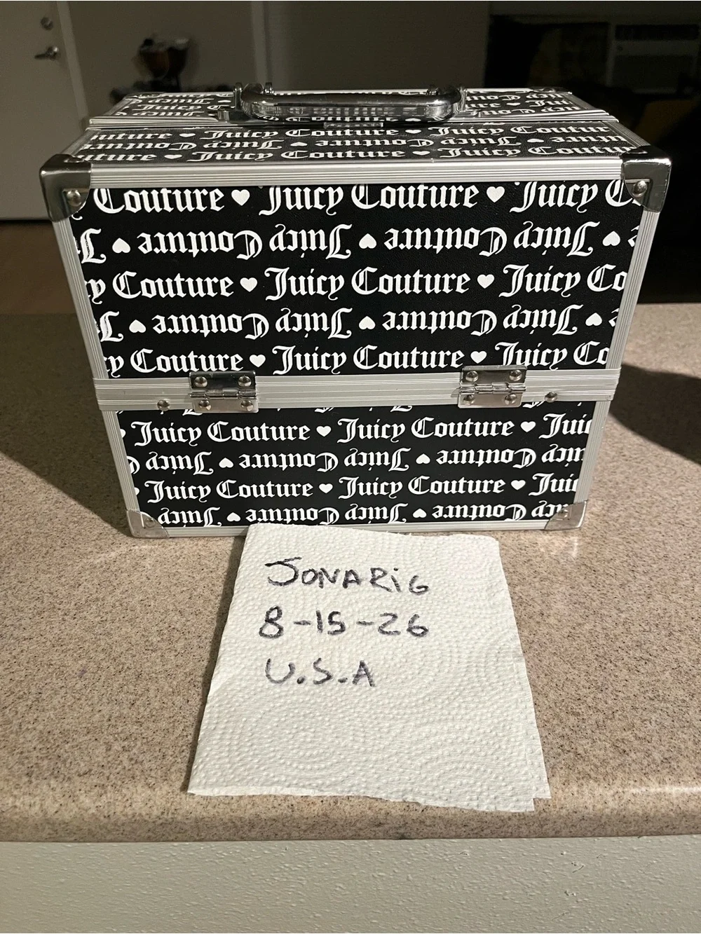 RARE Vintage Juicy Couture Black & White Logo Cosmetic Train Case Y2K